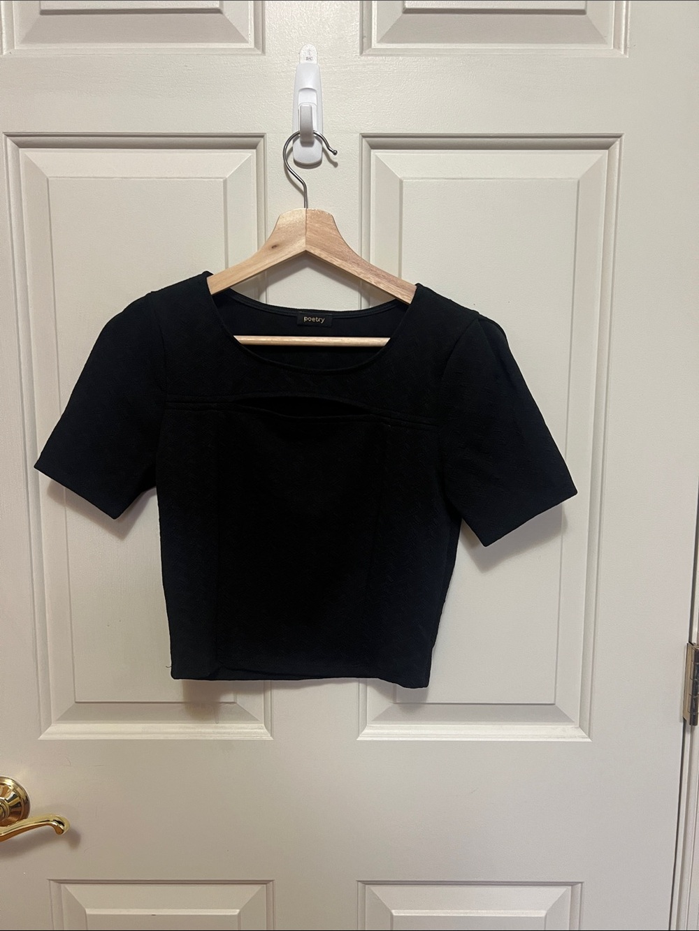 Crop Black Square Neck Short Sleeve Top